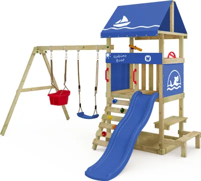 Produktbild von Spielturm Wickey DinkyHouse mit Schaukel und Picknicktisch in Blau