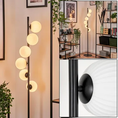 Produktbild von Garaguso Stehlampe aus Metall/Riffelglas in Schwarz/Weiß