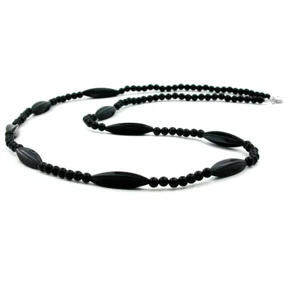 Produktbild von Kette 30x9mm Rillenolive Kunststoff schwarz glänzend 80cm schwarz 5mm