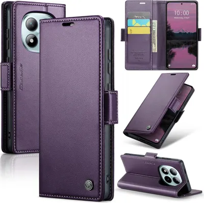 Obrázek produktu pro Pouzdro pro Xiaomi Redmi Note 15 Pro+ 5G, RFID Blokování Karet, Pokročilé Flip Kožené Pouzdro s Funkcí Stojánku Fialová