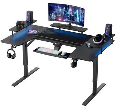 Produktbild von LAPAMAX Elektrischer Gamingtisch 190 x 110 cm U-Form höhenverstellbar Schwarz