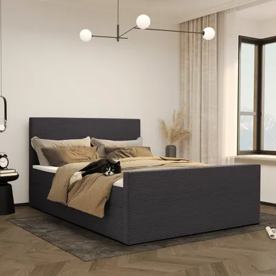 Produktbild von Kaiser Möbel Boxspringbett mit bettkasten und topper 120x200 cm  VIESTA stoff Poso Dunkelgrau
