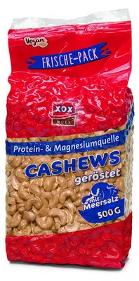 Obrázek produktu pro XOX Biscuits Kešu oříšky pražené a solené s mořskou solí oříškové 500g