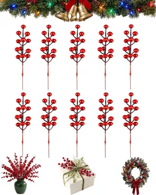 10 Kunstbessentakken, rot, 21 cm, Weihnachtsdeko