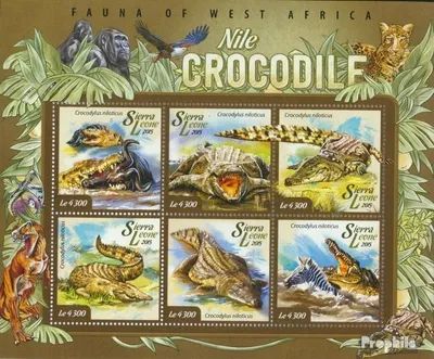 Produktbild von Briefmarken Sierra Leone 2015 Mi 5970-5975 Kleinbogen (kompl. Ausg.) postfrisch Krokodil