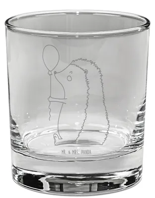 Produktbild von Mr. & Mrs. Panda Whiskyglas Igel Luftballon - Transparent - Geschenk, Lowball Glas, Tumbler, Whiskeyglas, Ballon, Geburtstag, Happy Birthday, Glückwunsch, Scotch