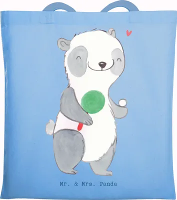 Produktbild von Mr. & Mrs. Panda Tote Bag Panda Tischtennis - Sky Blue - Geschenk, Jutebeutel, Ballsport, Bund, Tasche, totebag, Laptoptasche, Einkaufstasche, Verein