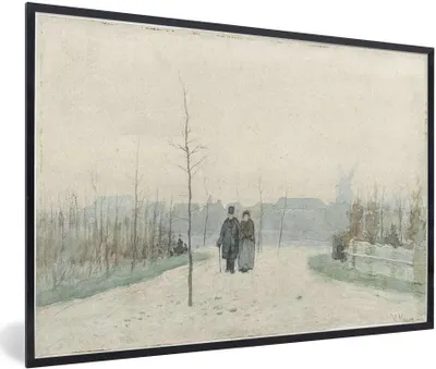 Produktbild von MuchoWow® Gerahmtes Poster Altes Paar in einem neu angelegten Park - Gemälde von Anton Mauve 30x20 cm - Poster mit Schwarzem Bilderrahmen Wandposter Rahmen Foto Bilder - Kunstdruck - Bild-Poster