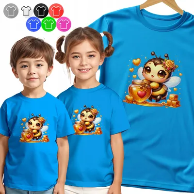 Zdjęcie produktu dla Koszulka Dziecięca T-Shirt - Pszczółka - Walentynki Serce Wzór - L