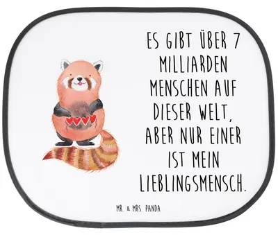 Produktbild von Mr. & Mrs. Panda Sonnenschutz Auto Roter Panda - Weiß - Geschenk, Liebling, Rot, Liebe, autofenster, Sonnenblende, Lieblingsmensch, Lustige Sprüche, für, Herz