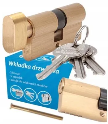 Image de HuW Cylindre de porte avec bouton laiton 40x30mm 3 clés