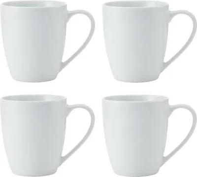 Produktbild von Mikasa Kreidetassen de Porzellan, Set de 4 weiße Tee- & Kaffeetassen, 380ml, spülmaschinen- & mikrowellenfest