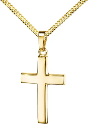 Produktbild von Kreuz Anhänger 8 Karat FÜR Damen aus Gold 333 + Schmuck Etui. Mit Kette 45 cm