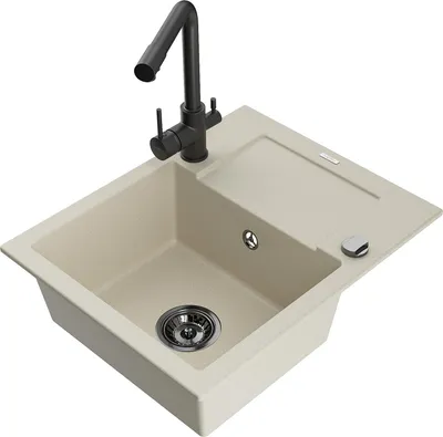 Produktbild von Mexen Enzo 1 Becken-Granitspüle mit Abtropffläche und Mischbatterie Duero, Beige - 6506-69-671600-70