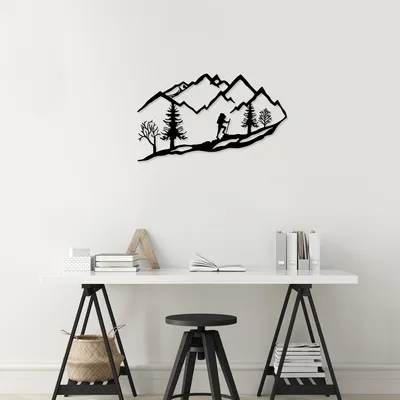 Produktbild von Wallity, Mountain- TNL1950, Schwarz, Sonstige Wohndekorationen, 90 x 45 cm, 100% Metall (Dicke: 1