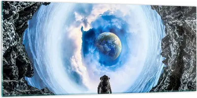 Produktbild von Bilder auf glas - Kosmos Planet - 120x50cm - Glasbilder - Wandbilder - Kunstdruck - zum Aufhängen bereit - Wanddekoration aus Glas - Glas Bilder - Wandbild auf Glas - Einteilig - GAB120x50-4025