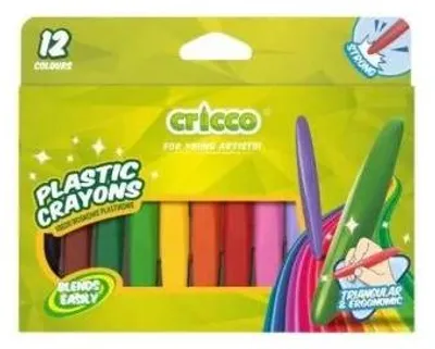 Obrázek produktu pro Plastové voskové pastelky, 12 barev – Cricco