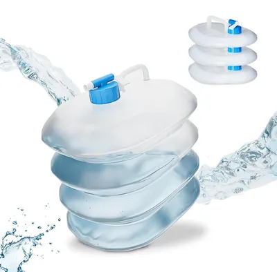 Produktbild von Faltkanister Wasserkanister Wasserbehälter - Set 4 Stück - 5 l, 10 l und 15 l - BPA-frei - Transparent und Blau