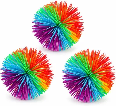 Productafbeelding van Regenboogballen van siliconen (7 cm) - Set van 3 - Pluizige fidget- en jongleerballen