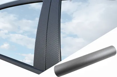 Produktbild von 6x PREMIUM A B C Säule Tür Leisten Auto Folie Carbon Grau für viele Fahrzeuge