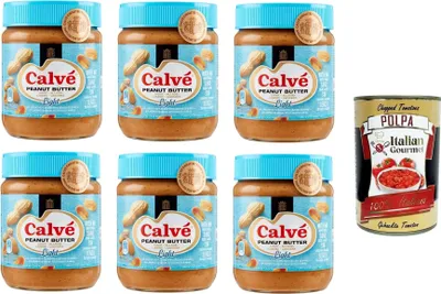 Produktbild von Calvè Peanut Butter Light Leichte Erdnussbutter 6x350gr + Italian Gourmet Polpa di Pomodoro 400g