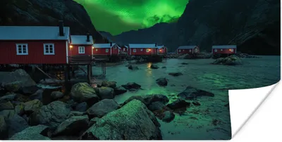 Produktbild von MuchoWow® Poster Nordlichter - Norwegen - Nacht 160x80 cm - Foto Poster