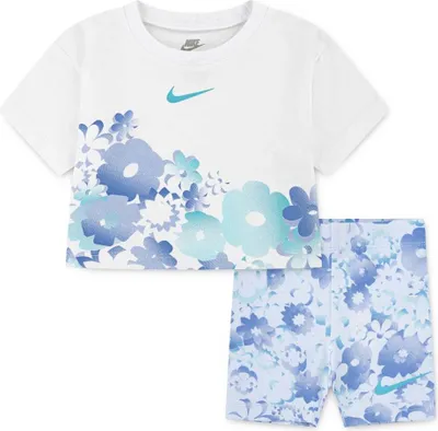 Produktbild von Nike Kids Flow-ral Aop Bike Set Weiß,Blau 6-7 Years Mädchen Weiß,Blau 6-7 Years