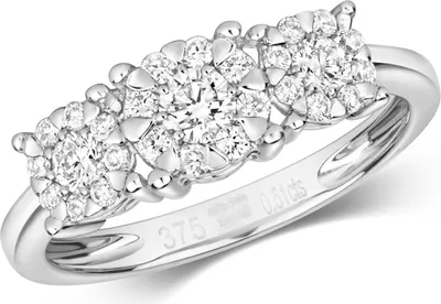 Produktbild von Funkelndes Feuer 9 Karat (375) Weißgold Trilogie Diamant Damenring Brillant-Schliff 0.50 Karat G - I1 I2, 54 (17.2); TRS316899KWRSN
