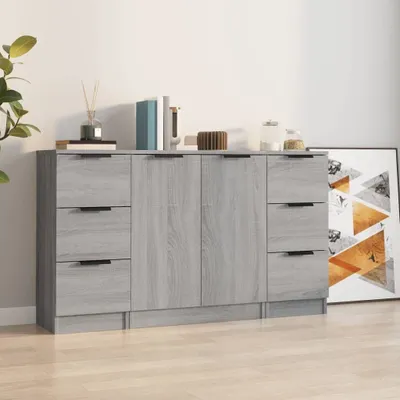 Produktbild von vidaXL Sideboards 3 Stk. Grau Sonoma Holzwerkstoff