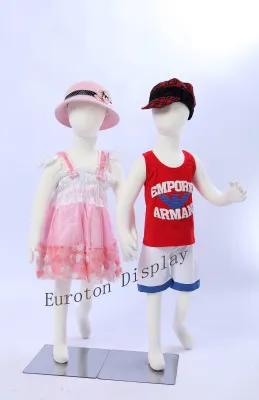 Produktbild von Eurotondisplay R4x2. 2 Kinderpuppen 95cm flexible biegbare Körper Schaufensterpuppe kids Mannequin Baumwollstoff zwei Kind Puppen  Schaufensterfigure