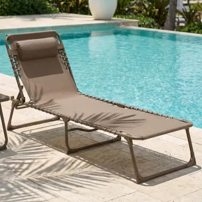 Image de CASABEL Chaise Longue Pliante, Inclinable, Taupe