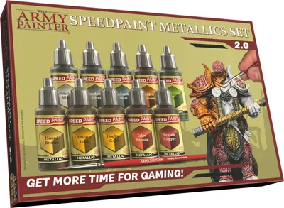 Produktbild von The Army Painter SPEEDPAINT METALLICS SET 2.0, Bronze, Kupfer, Gold, Grün, Grau, Silber, Acrylfarbe, Flüssigkeit, 18 ml
