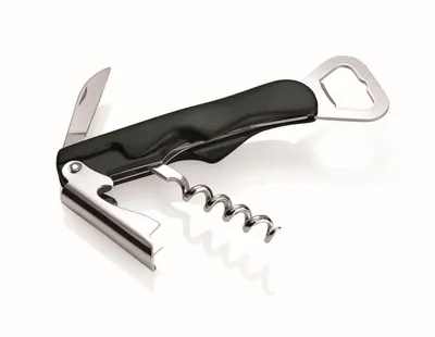 Produktbild von Kellnermesser mit Kapselheber schwarz Korkenzieher Barzubehör Kellnerbesteck