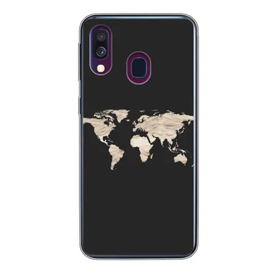 Produktbild von MuchoWow® Handyhülle Schutzhülle Hülle für Samsung Galaxy A40 Weltkarte - Heu - Braun Silikon Softcase Handy Hülle - Handy-Tasche