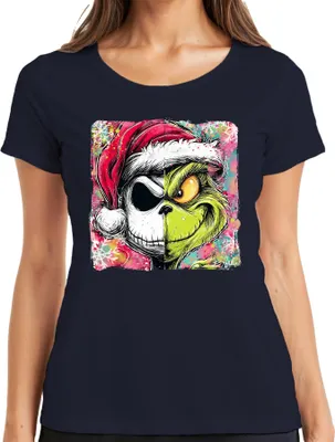 Produktbild von Grinch Jack Skellington Skelett Nightmare before Christmas Weihnachten Damen T-Shirt, Navy, S