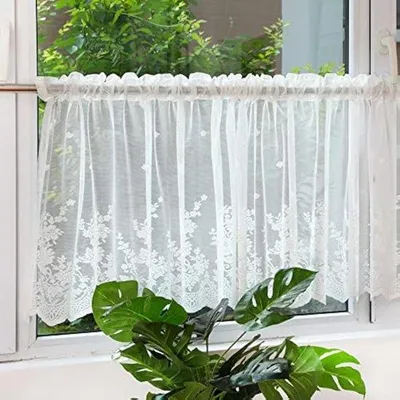 Zdjęcie produktu dla Cienka zasłona w stylu rustykalnym, 1 sztuka, biała, 120 x 200 cm