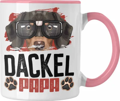 Produktbild von Trendation - Dackel Papa Besitzer Tasse Geschenk Lustiger Spruch Geschenkidee Dackel Liebhaber (Rosa)