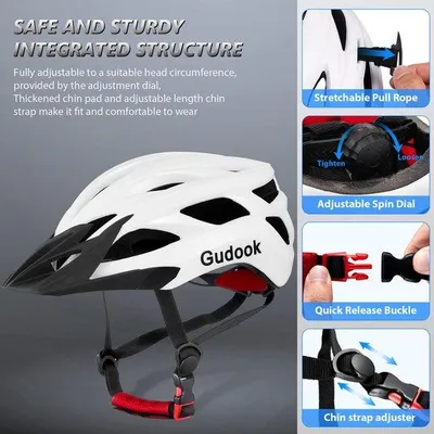 Zdjęcie produktu dla Kask rowerowy dla dorosłych - lekki, regulowany kask - zdejmowany daszek - bezpieczna jazda na rowerze górskim