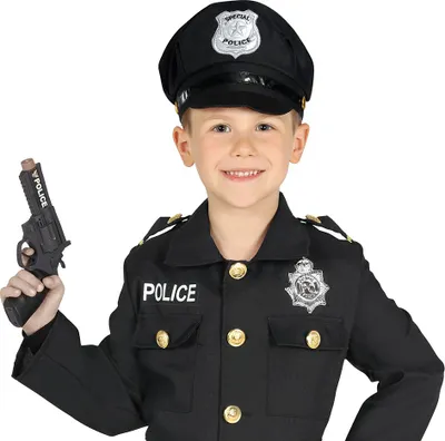Immagine prodotto di Cappello di Carnevale della Polizia Cappello di Carnevale nero Accessorio per gioco di ruolo per bambini, Colore: Nero