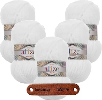 Produktbild von 5 x ALIZE Softy Plus 55 White mit Label