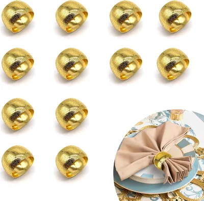 Produktbild von Goldene Serviettenringe - 12 Stück - matt - für Hochzeiten und Dinner