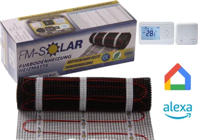 Produktbild von 5m² Elektrische Fußbodenheizung 200W/m² elektro Bodenheizung + Funk Thermostat