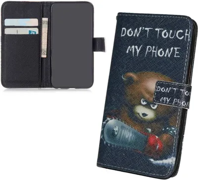 Produktbild von Handyhülle Tasche für Handy Sony Xperia M5  Schriftzug Bär mit Kettensäge