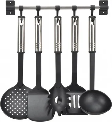 Immagine prodotto di HI Set di utensili da cucina da 6 pezzi nero e argento