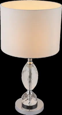 Produktbild von Globo Lighting Tischleuchte Metall verchromt, Textil weiß, Kristallglas klar, Wippschalter am Kabel, ø: 300mm, H: 580mm, exkl. 1x E27 60W 230V