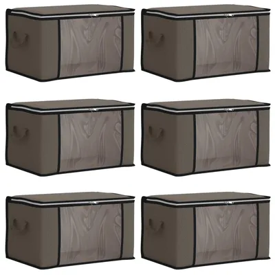 Image de vidaXL Boîte de rangement avec fenêtre latérale transparente, lot de 6, gris