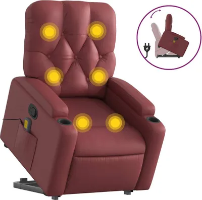 Produktbild von vidaXL Massagesessel mit Aufstehhilfe Weinrot Kunstleder
