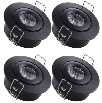 Image de Spot LED encastrable - Spot encastré - 4 pièces - 1 W - Blanc chaud - Noir