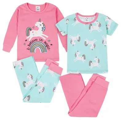 Productafbeelding van Gerber baby pyjama set voor meisjes, comfortabele pasvorm, 4-delig