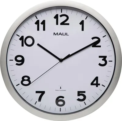 Zdjęcie produktu dla Zegar ścienny MAUL MAULstep Ø 40 x 4,7 cm sterowany radiowo plastik 1 x AA (1,5 V) srebrny